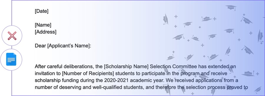 Templates for Scholarship Award Letters Rejection Letters